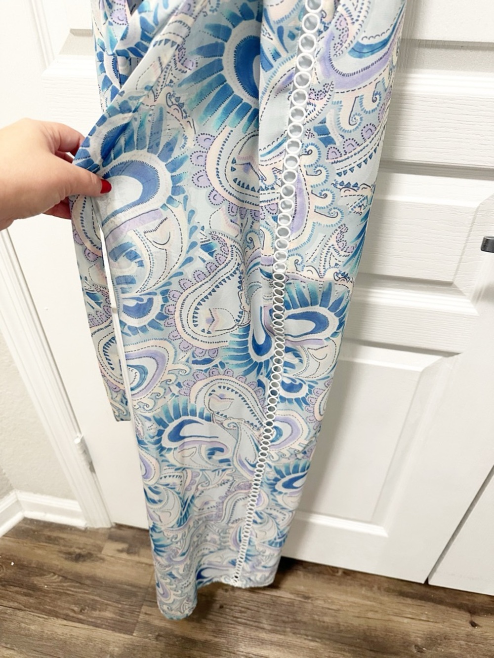 Marciano Paisley Print Jumpsuit in Light Blue and White - Picture 4 of 10